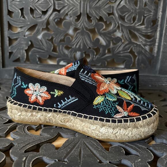 Johnny Was Elysia Floral Embroidered Espadrille Slip On Platform Sneakers 37 - Picture 4 of 12
